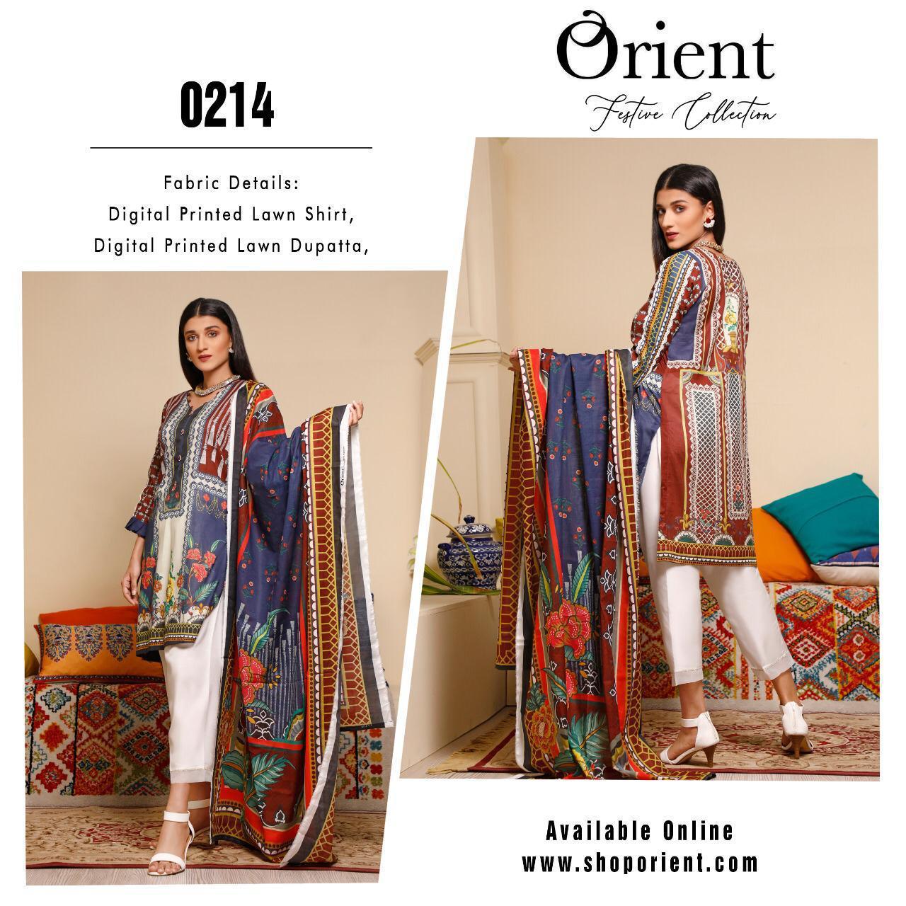 Orient Festive Collection Designer Airjet Luxury Lawn Suit With Lawn Dupatta Wholesale