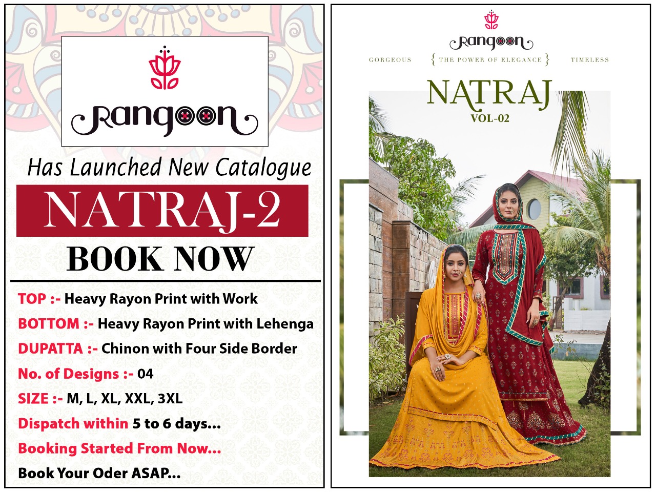 Rangoon Natraj Vol 2 Rayon Heavy Designer Lehenga Embroided Suits Wholesale