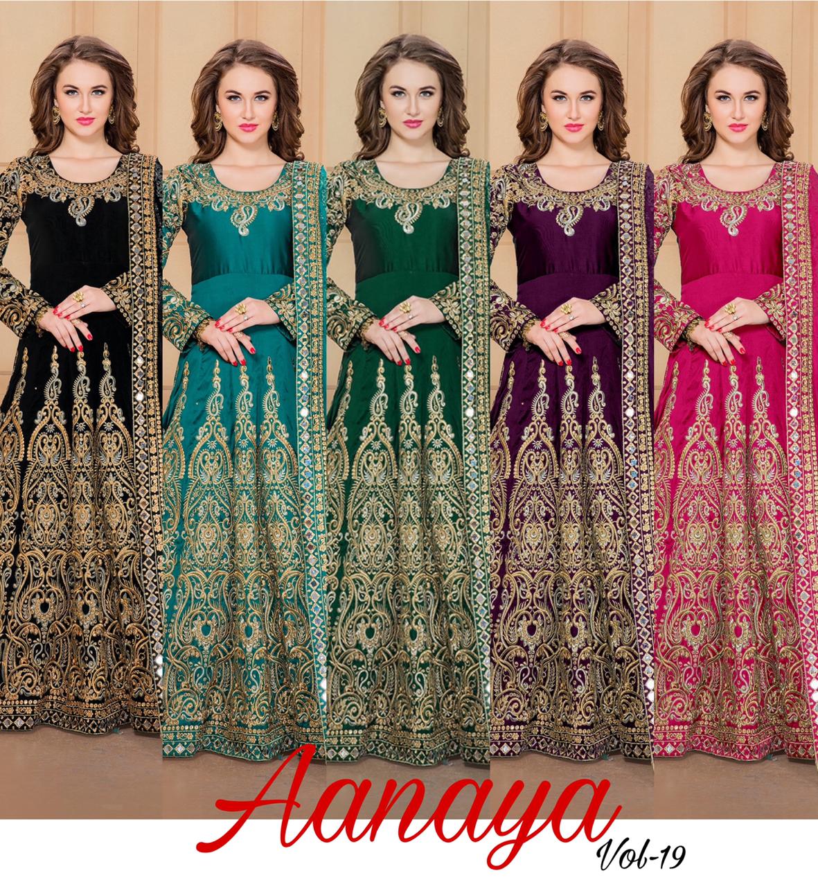 Aanaaya Vol 19 Designer Party Wear Heavy Embroidery Gowns Wholesale