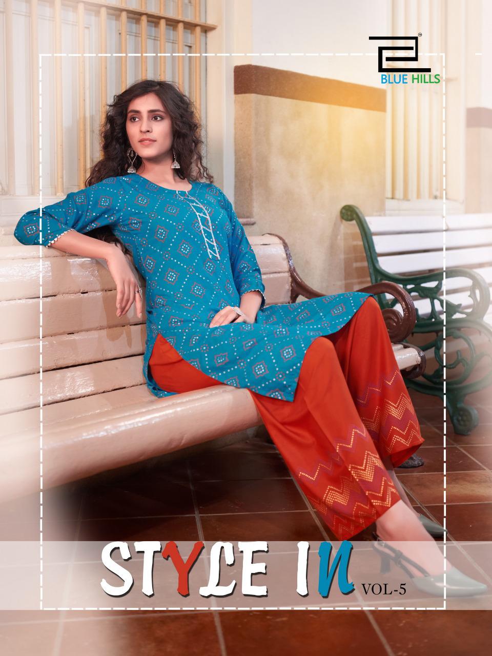 Blue Hills Style In Vol 5 Designer Party Wear Heavy Rayon Fashionable Kurti Wholesale