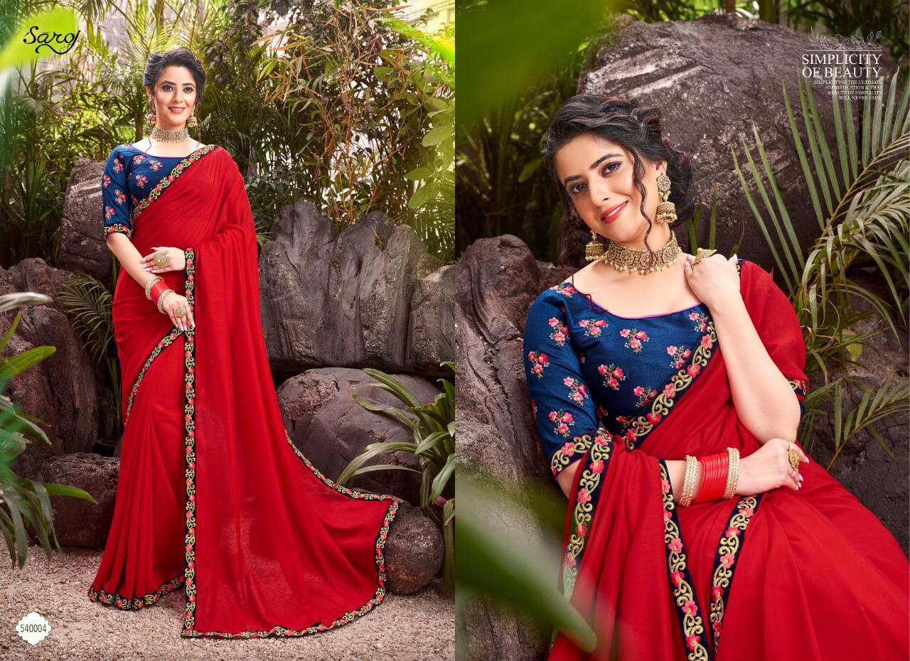 Saroj Sarees Novelty Designer Embroidery Work With Silk Festival Wear Sarees In Best Wholesale Rate