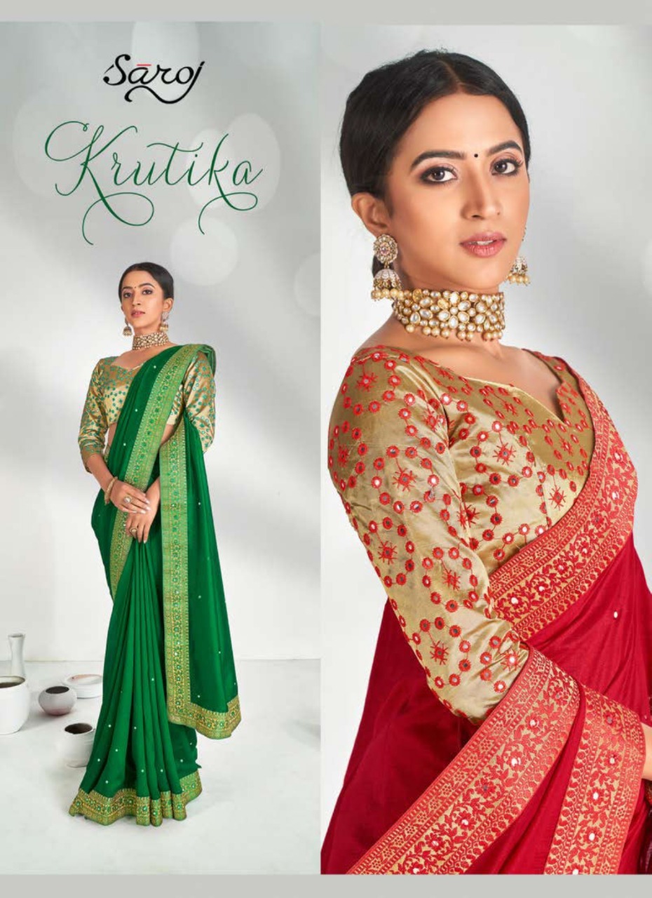 Saroj Saree Kritika Designer Border Heavy Silk Festival Wear Saree In Best Wholesale Rate