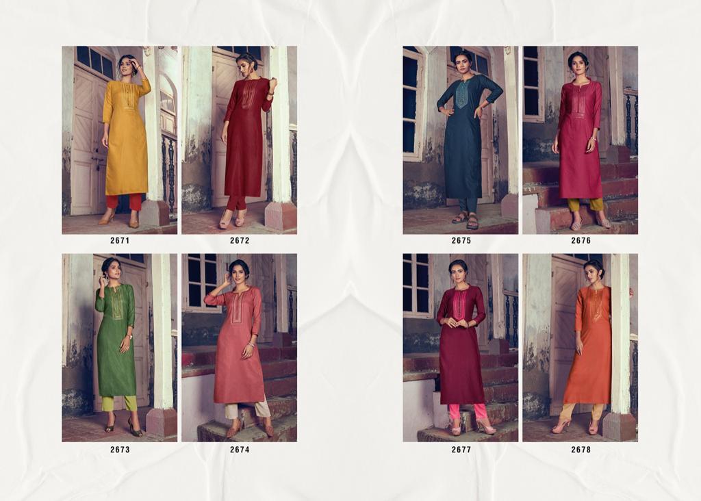 Rangoon Light Line Vol 4 Designer Fancy Lining Silk Work Kurties Wholesale