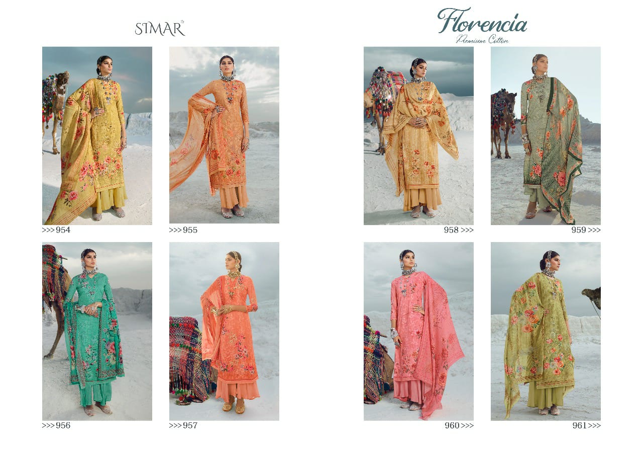 Simar Glossy By Florencia Cross Stitch Digitl Print Embroidery Suits Wholesale