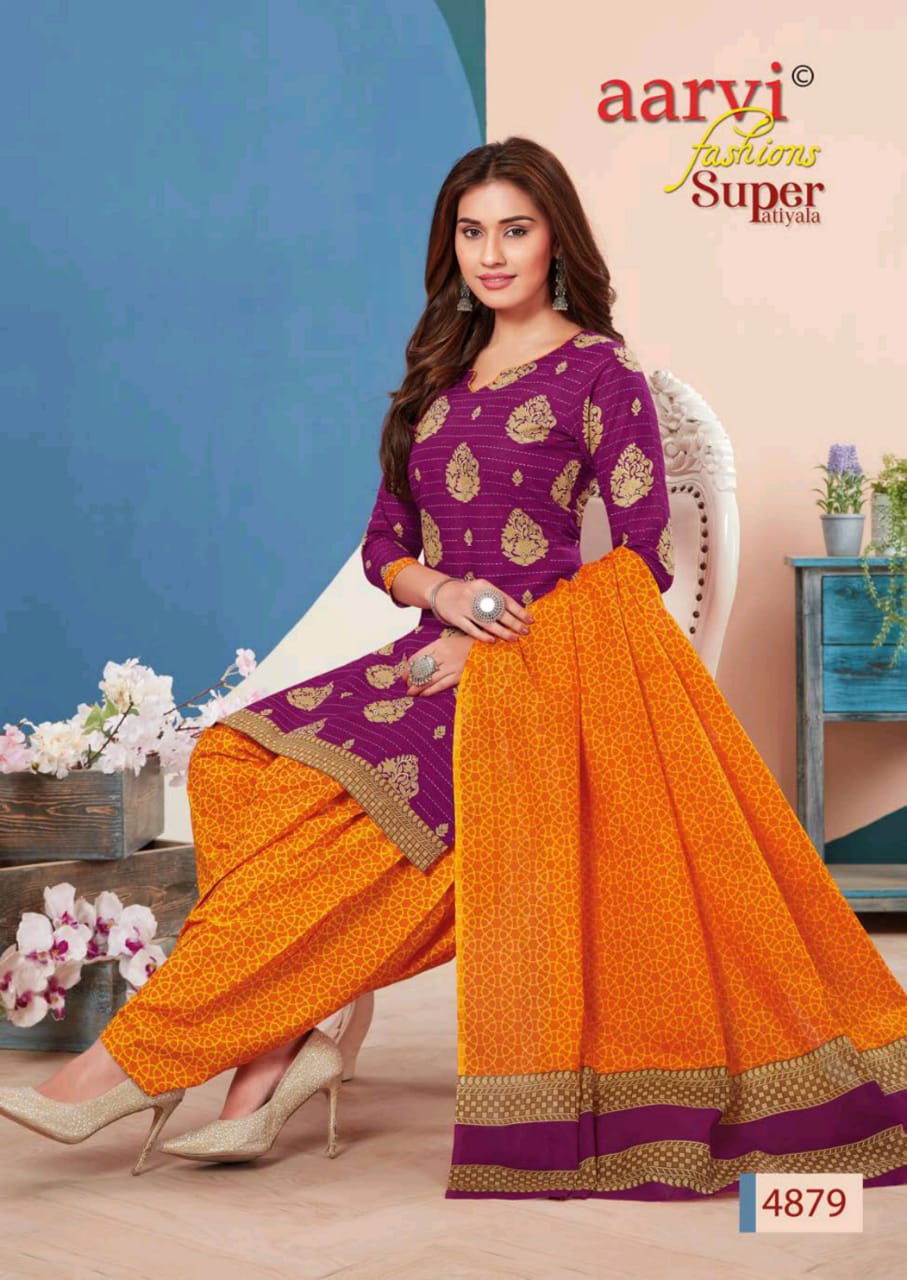 Aarvi Fashion Super Patiyala Vol 3 Cotton Designer Sitched & Unstitched Suits Wholesale
