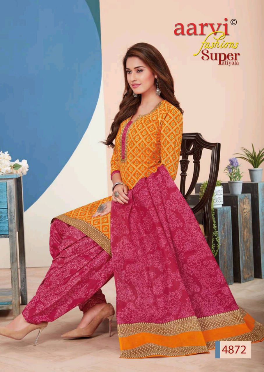 Aarvi Fashion Super Patiyala Vol 3 Cotton Designer Sitched & Unstitched Suits Wholesale