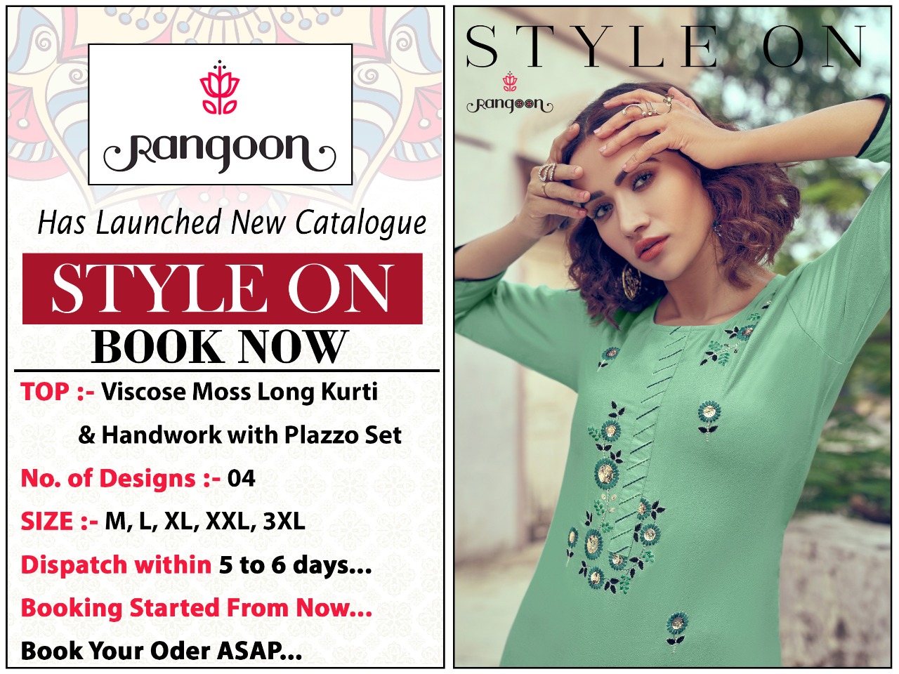 Kessi Rangoon Style On Designer Viscose Moss Long Party Wear Heavy Work Kurti At Best Wholesale Rate