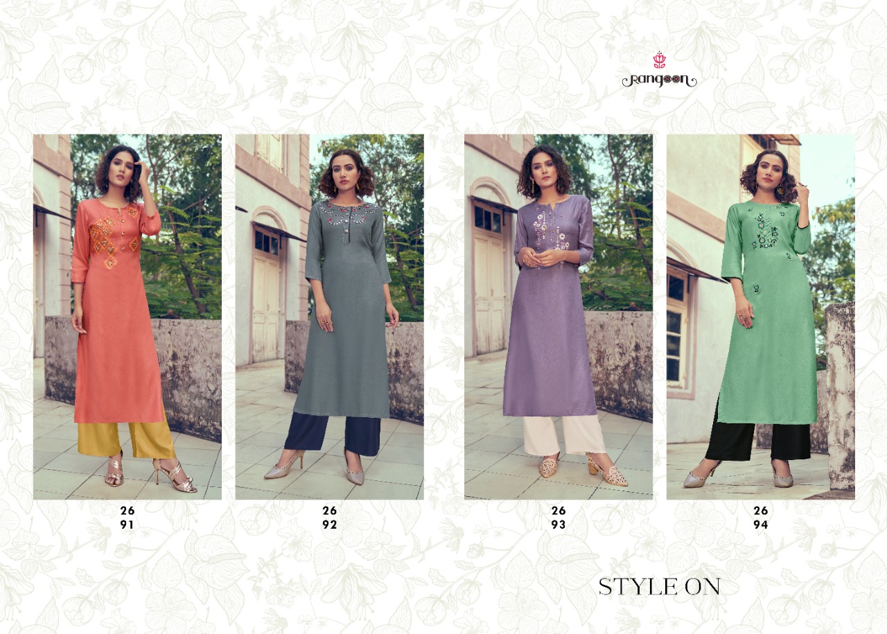 Kessi Rangoon Style On Designer Viscose Moss Long Party Wear Heavy Work Kurti At Best Wholesale Rate