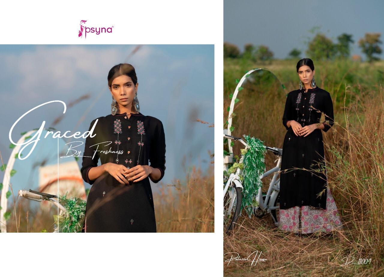 Psyna Plazzo House 11 Designer Party Wear Embroidery Heavy Kurti With Plazzo Set Wholesale