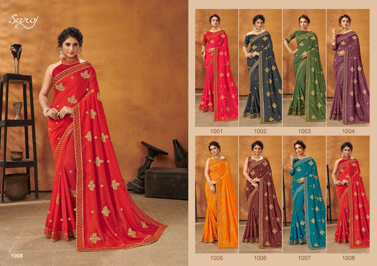 Saroj Saree Sanam Jari Work Butta Designer Silk Sarees Wholesale