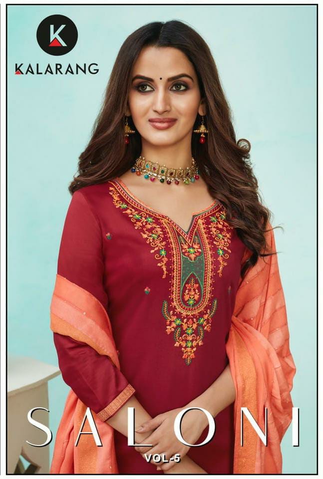 Kalarang Saloni Vol-5 Jam Silk Cotton With Embroidery Sequence Work Suits Wholesale Available At Best Rates