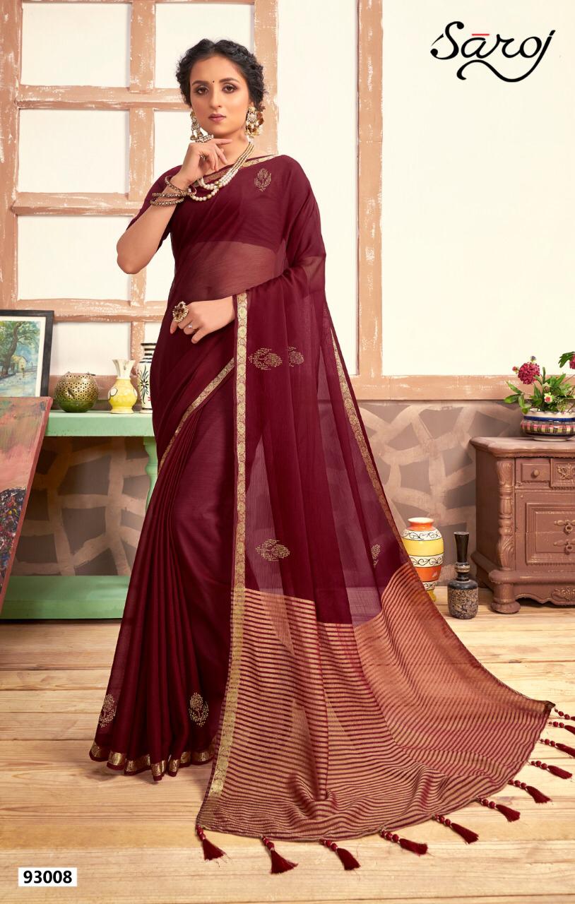 Saroj Saree Mahi Designer Chiffon With Swarovski Work Festival Wear Sarees In Best Wholesale Rate