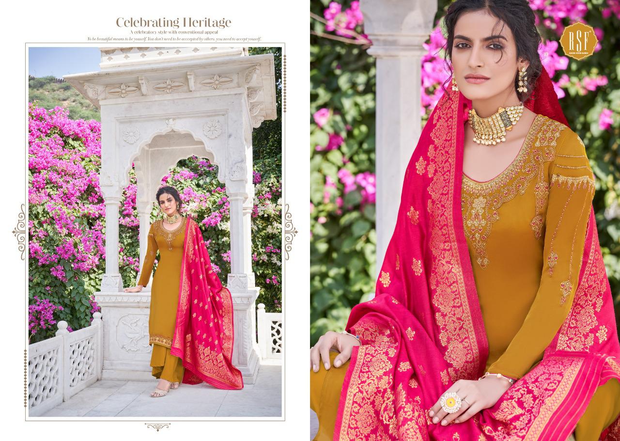 Rsf Nargis Satin Gorgette Diamond Work Designer Party Wear Suits Wholesale Available At Best Rates