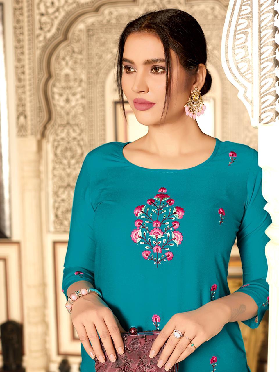 Ladyview Menka Vol.2 Rayon Embroided Daily Wear Designer Kurti Wholesale Available At Best Rates