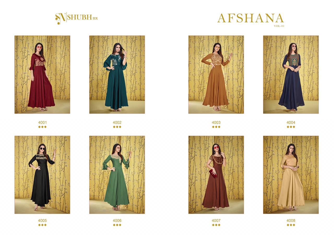 Shubh Nx Afshana Vol 1 Satin Georgette With Heavy Work Gowns Wholesale