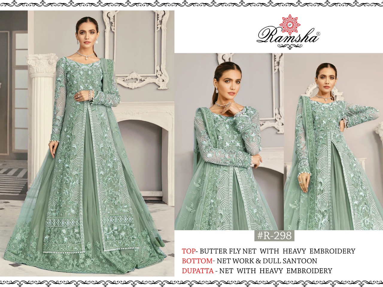 Ramsha R 295 - R 298 Vol 8 Designer Georgette/net With Heavy Embroidery Work Pakistani Pattern Suits In Singles
