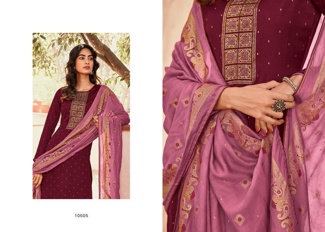 Deepsy Suits Elite Designer Silk Hand Block Foil Print With Hand Embroidery Work Suits Wholesale