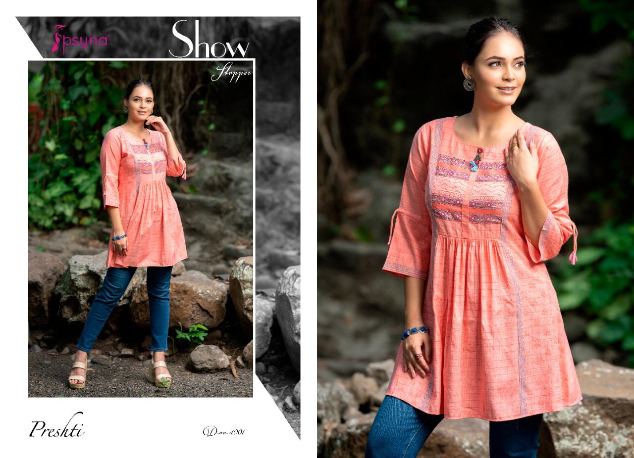 Psyna Presthi Designer Hand Block Laces Daily Wear Short Kurtis Wholesale