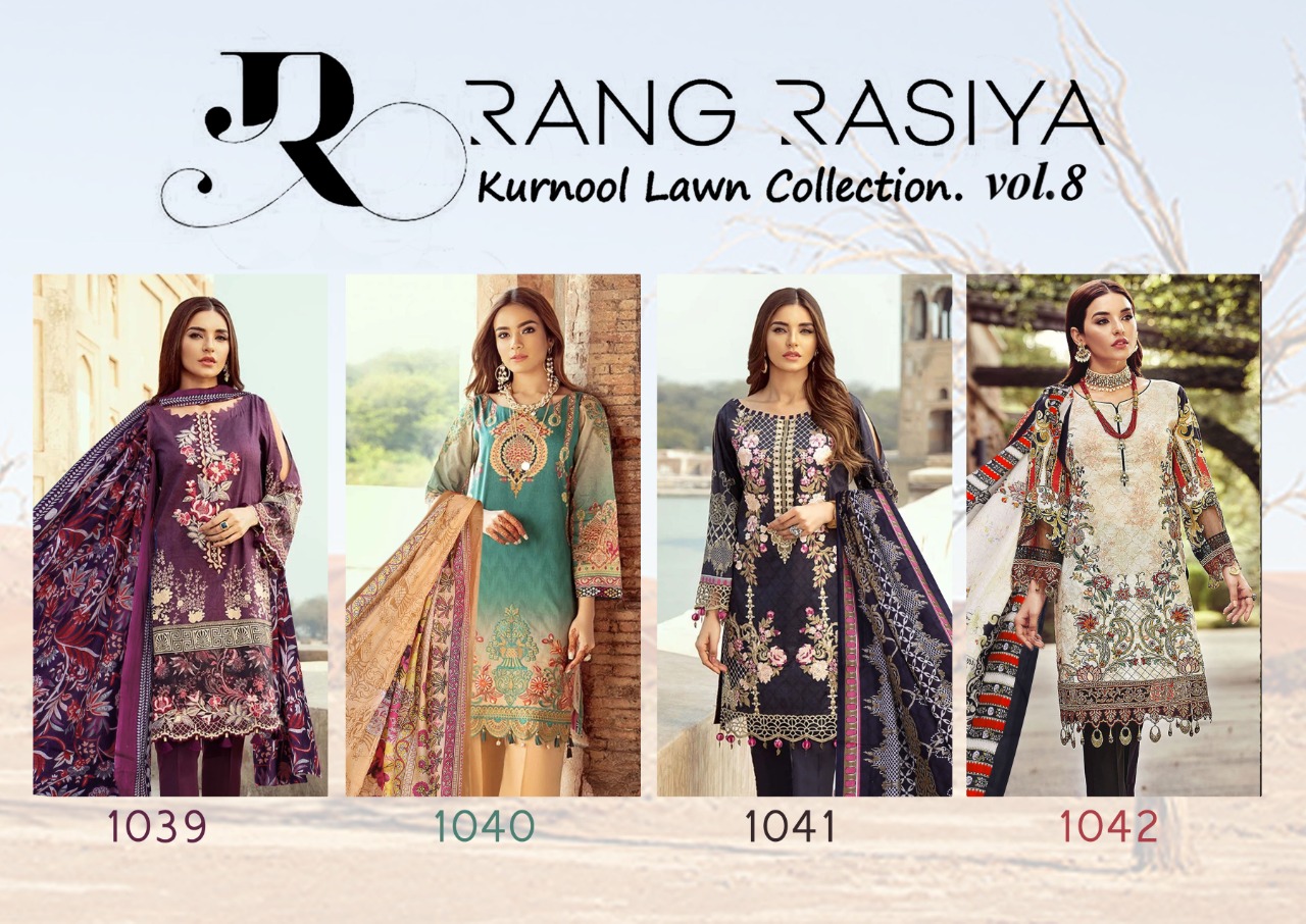 Rang Rasiya Kurnool Lawn Collection Vol 8 Designer Lawn Cotton Printed Suits Wholesale
