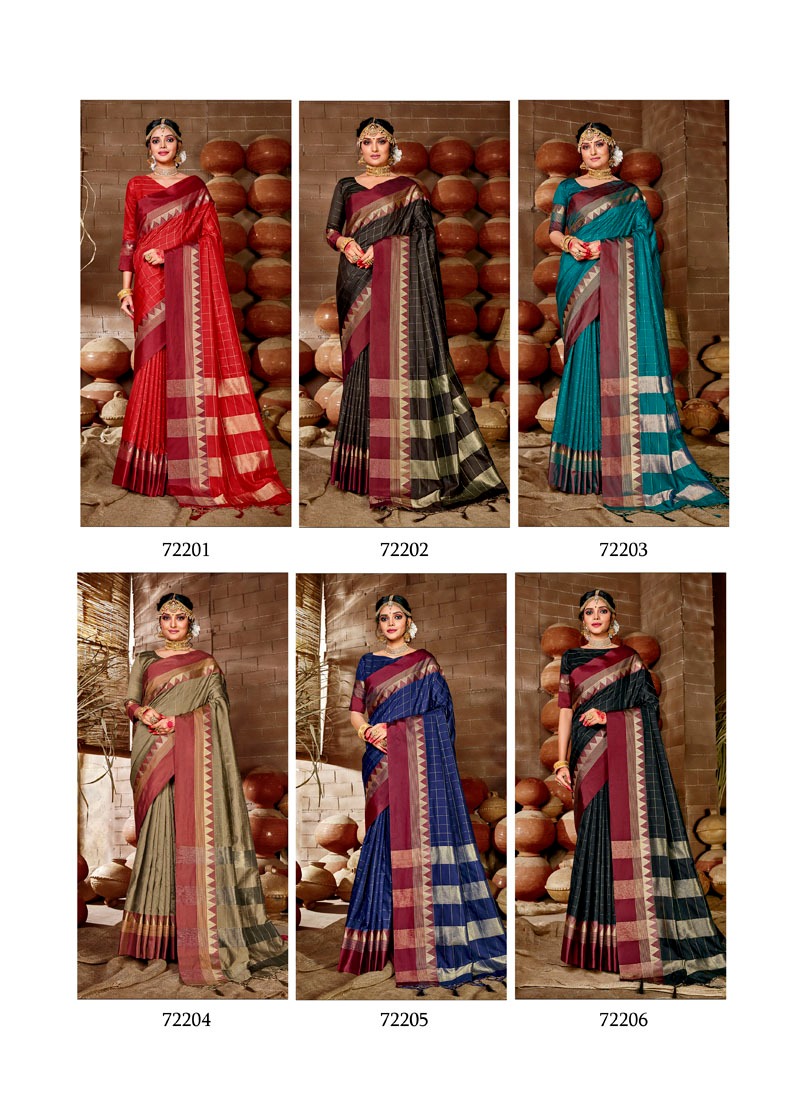 Lifestyle Samira Designer Lichi Silk Checks Chit Pallu Sarees Wholesale