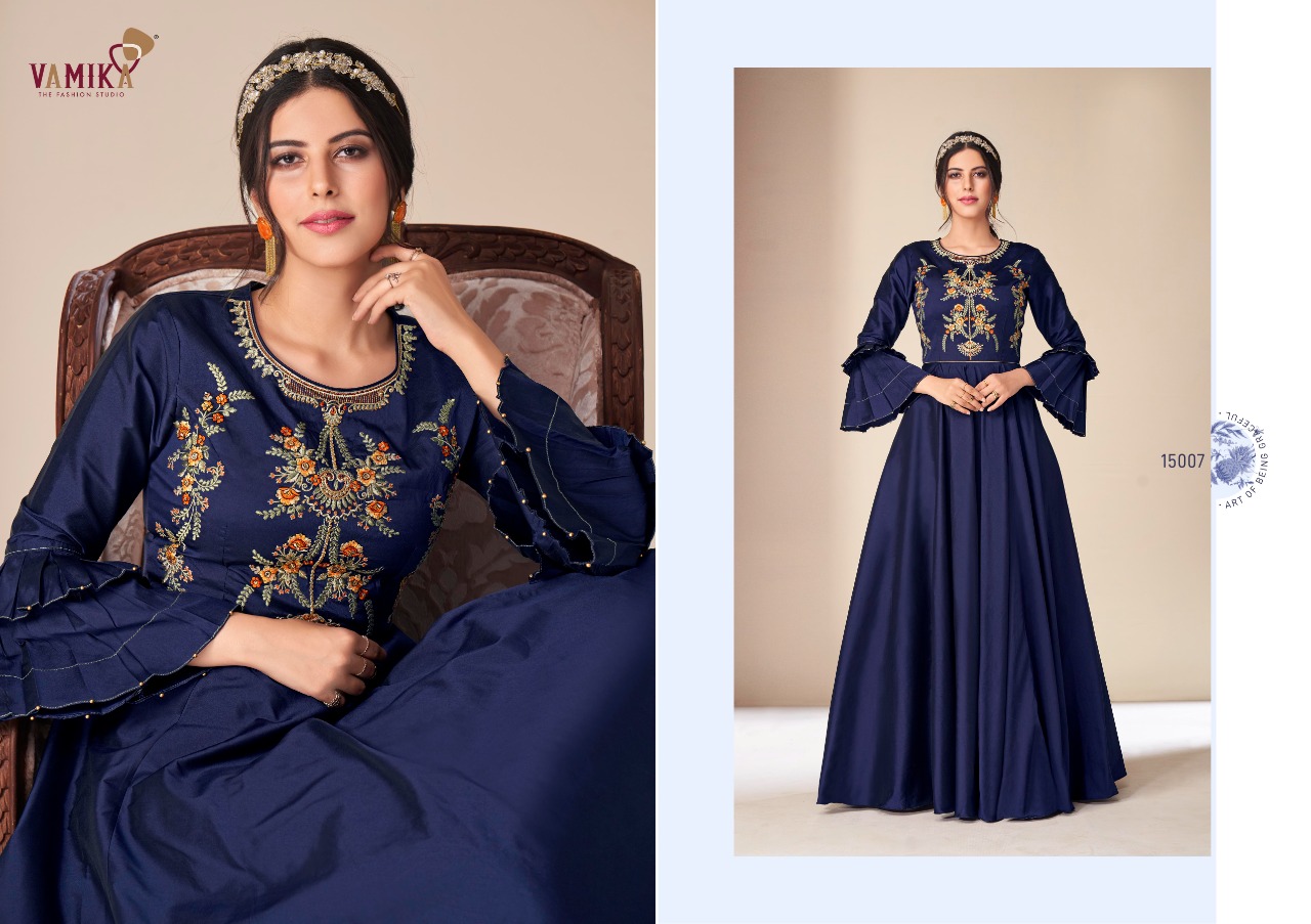 Vamika Rangmahal Designer Tapeta Silk Heavy Embroidery Work Partywear Gowns In Best Wholesale Rate