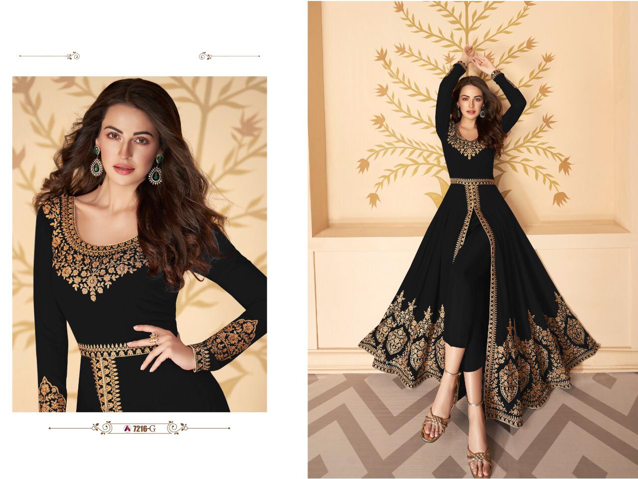 Aashirwad 7216 Designer Fox Georgette With Heavy Embroidery Work Partywear Heavy Suits In Singles