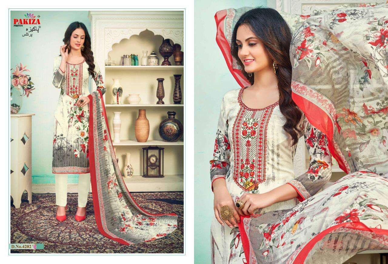 PAKIZA PRINTS VOL 42 DESIGNER CREPE WITH EMBROIDERY WORK SUITS WHOLESALE