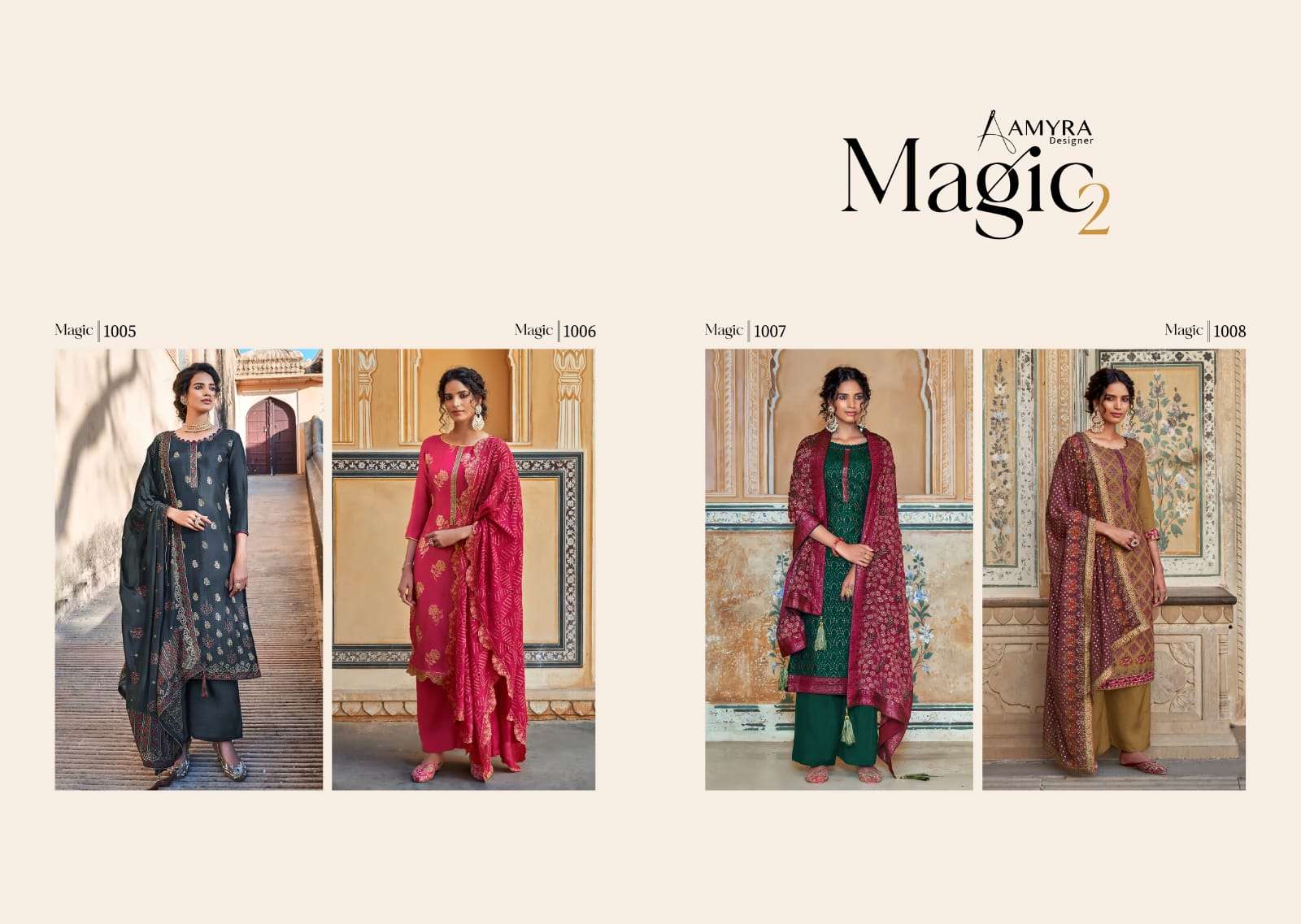 AMYRA DESIGNER MAGIC VOL 2 DESIGNER CHINON SILK WITH HEAVY EMBROIDERY WORK PARTYWEAR SUITS WHOLESALE