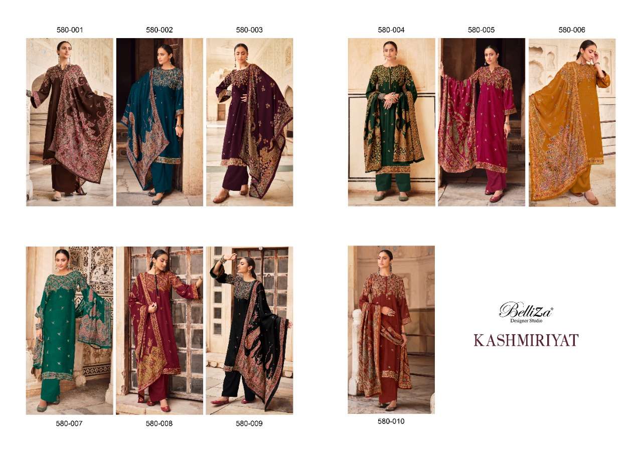 Belliza Kashmiriyat premium woolen collection designer winter wear pure pashmina with embroidery in wholesale rate