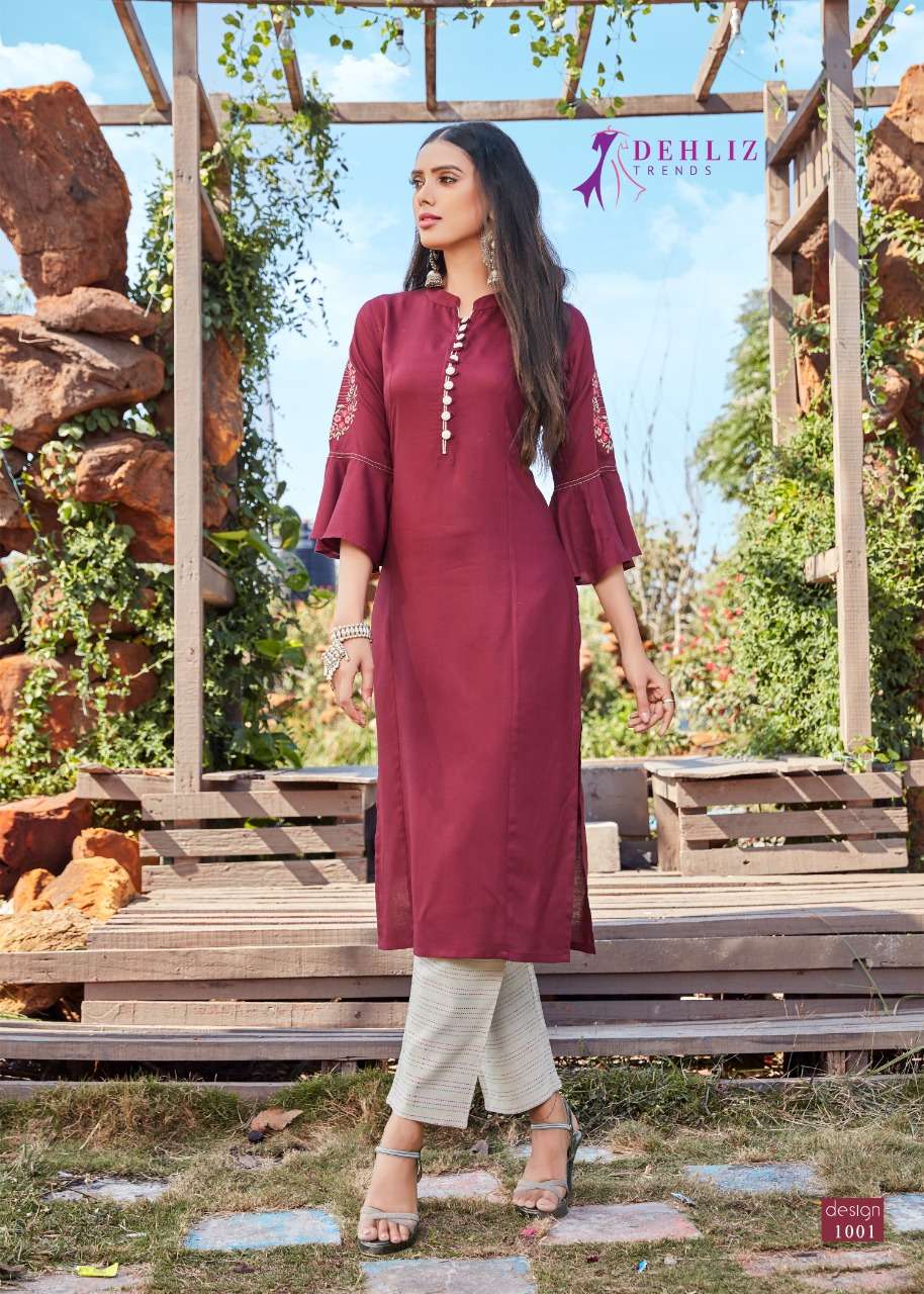 Dehliz Trendz Evergreen vol 3 Designer Heavy 14kg Rayon with inner and Embroidery work party wear Kurti in Wholesale rate 