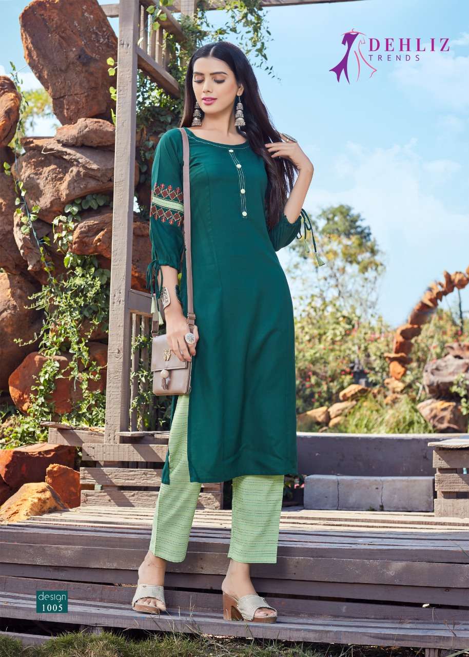 Dehliz Trendz Evergreen vol 3 Designer Heavy 14kg Rayon with inner and Embroidery work party wear Kurti in Wholesale rate 