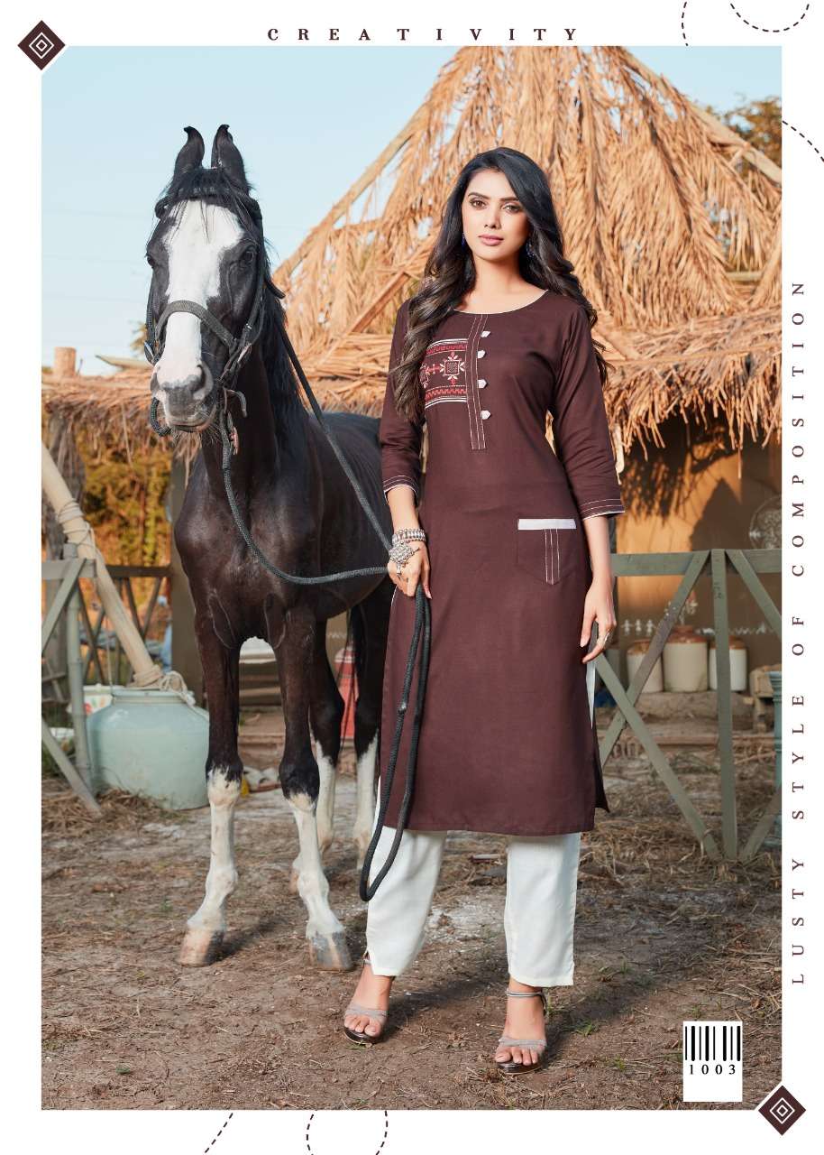  Dehliz Trendz Heavy Rayon with embroidery work with premium cotton pant in wholesale rate 