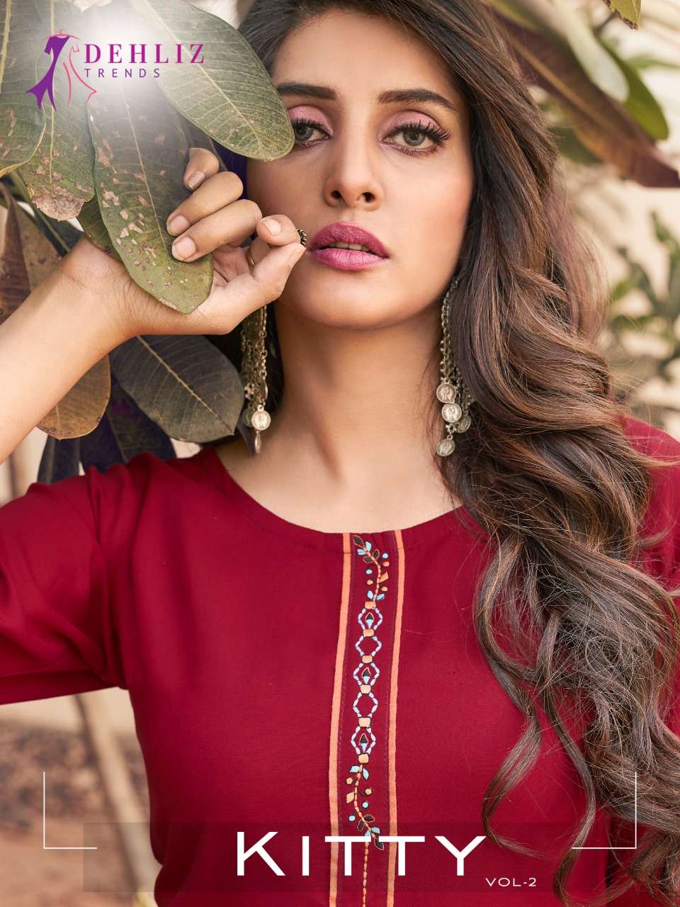Dehliz Trendz Kitty vol 2 Designer Heavy 14kg Rayon with inner and Embroidery work party wear Kurti in Wholesale rate 