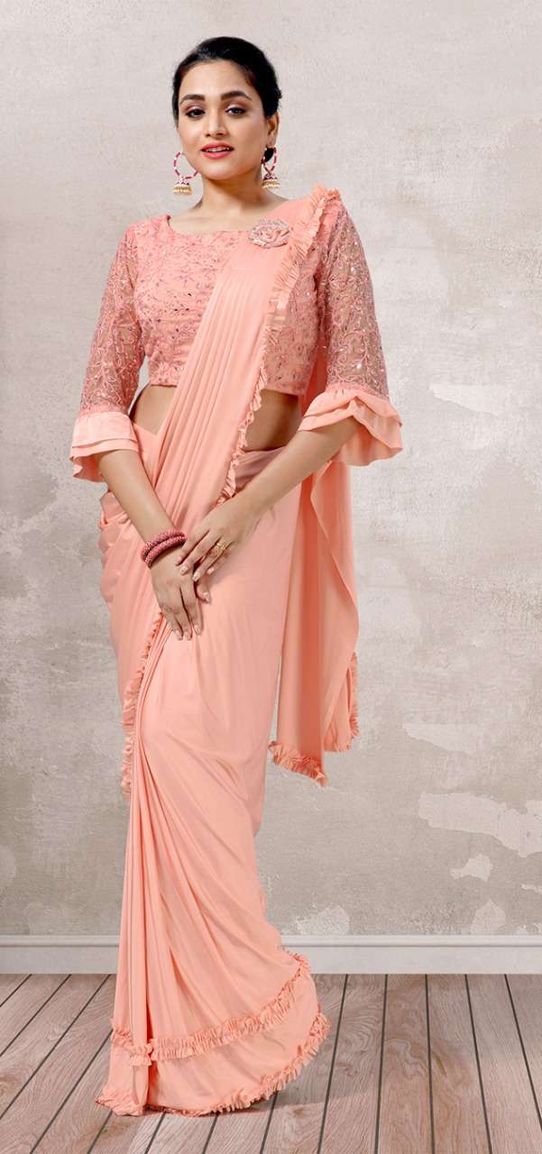Designer party wear Readymade Saree with Readymade heavy embroidery Blouse in wholesale rate