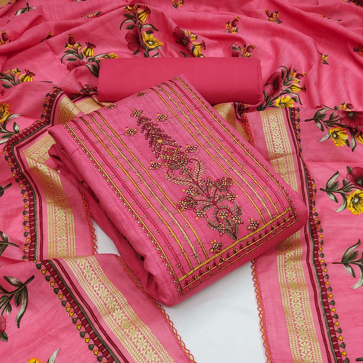 Hermitage Mehraan Designer Superior pure Cotton Printed and embroidery and swarovski work in wholesale rate