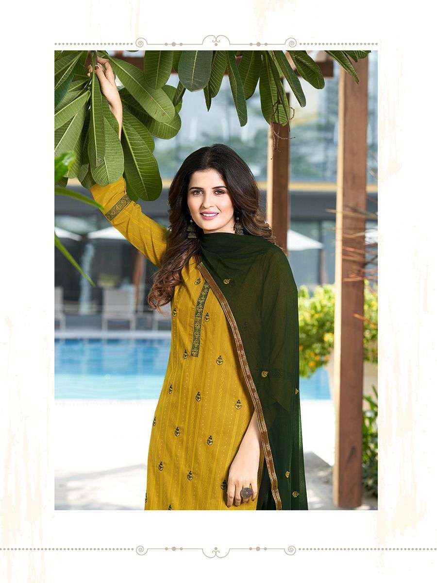 Manas Fab Delight vol 5 Designer Party wear Chinnon Dobby weaving Silk with heavy embroidery readymade suits in wholesale rate