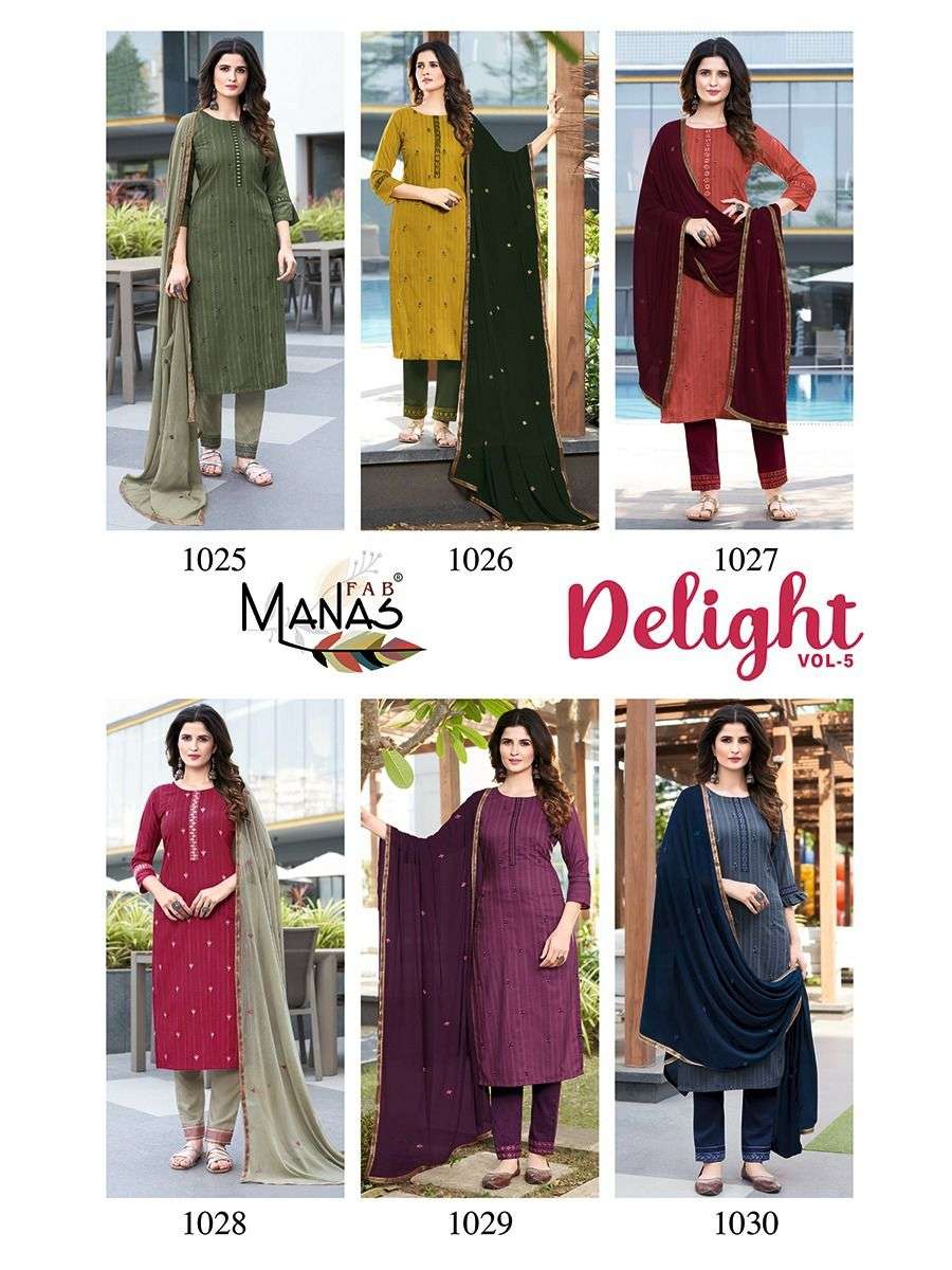 Manas Fab Delight vol 5 Designer Party wear Chinnon Dobby weaving Silk with heavy embroidery readymade suits in wholesale rate