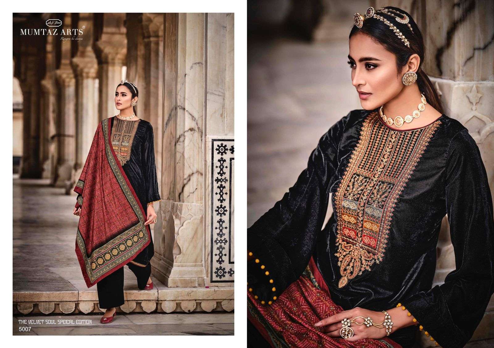 Mumtaz arts Velvet special soul edition designer premium Velvet suits with heavy embroidery and heavy dupatta in wholesale rate. 
