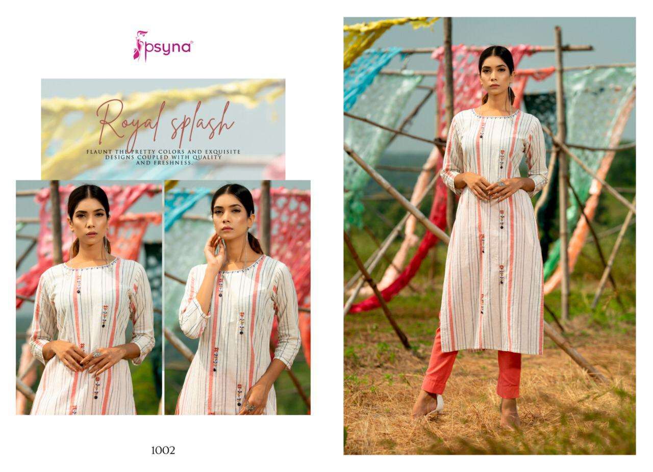 Psyna Poetry voli 1 designer cotton weaving embroidery party wear kurti with cotton pants in wholesale rate