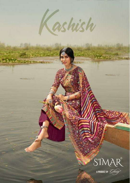 Simar Glossy Kashish pure viscose muslin silk with hand work in wholesale rate 