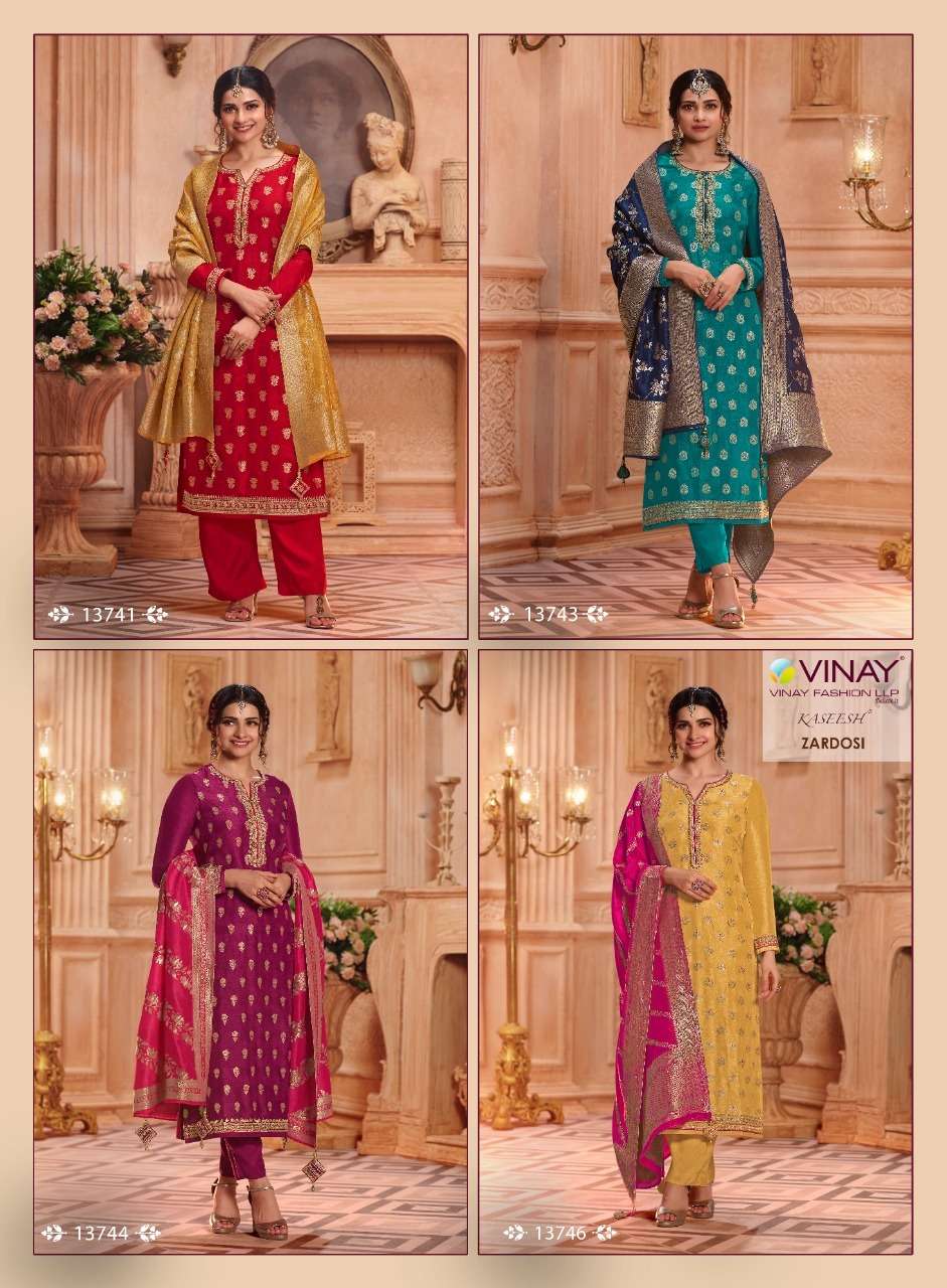 Vinay Fashion Kaseesh Zardosi Hit List Designer Dola Jacquard with double zari work party wear in wholesale rate