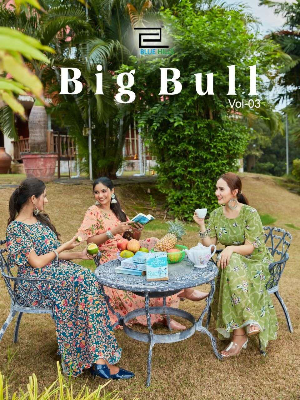 Blue Hills Kurti Big Bull bol 3 Designer Weightless Chiffon with Digital Print long gown style kurti in Wholesale Rate 