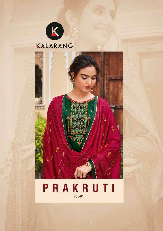 Kalarang Prakruti Bol 4 Jam Silk Cotton designer Party wear heavy work suits in wholesale rate 
