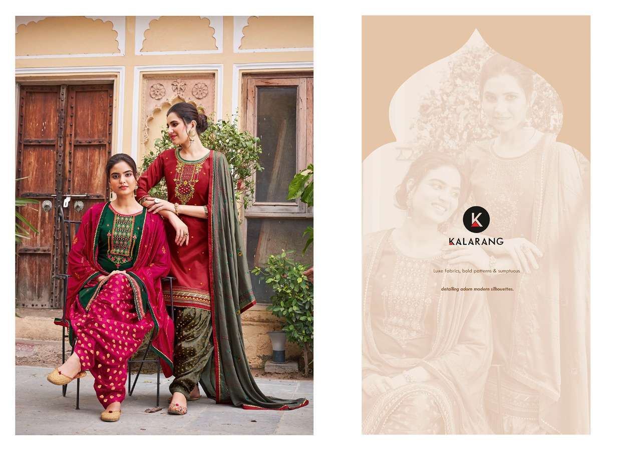 Kalarang Prakruti Bol 4 Jam Silk Cotton designer Party wear heavy work suits in wholesale rate 