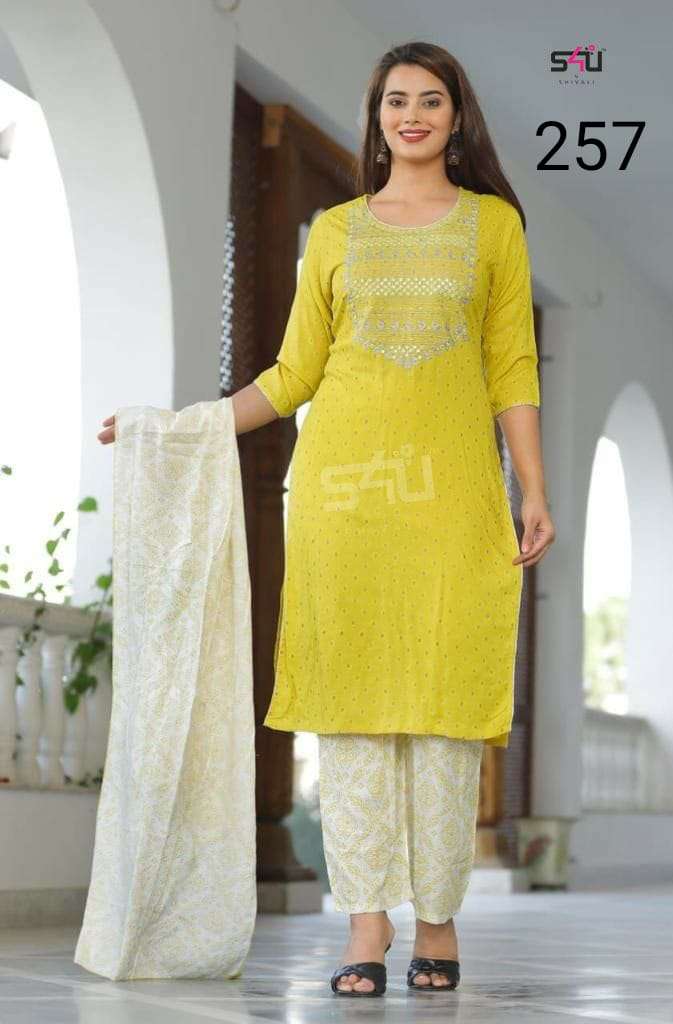 S4U  257 Designer Party wear Readymade Kurti with pant and Dupatta in wholesale Rate 