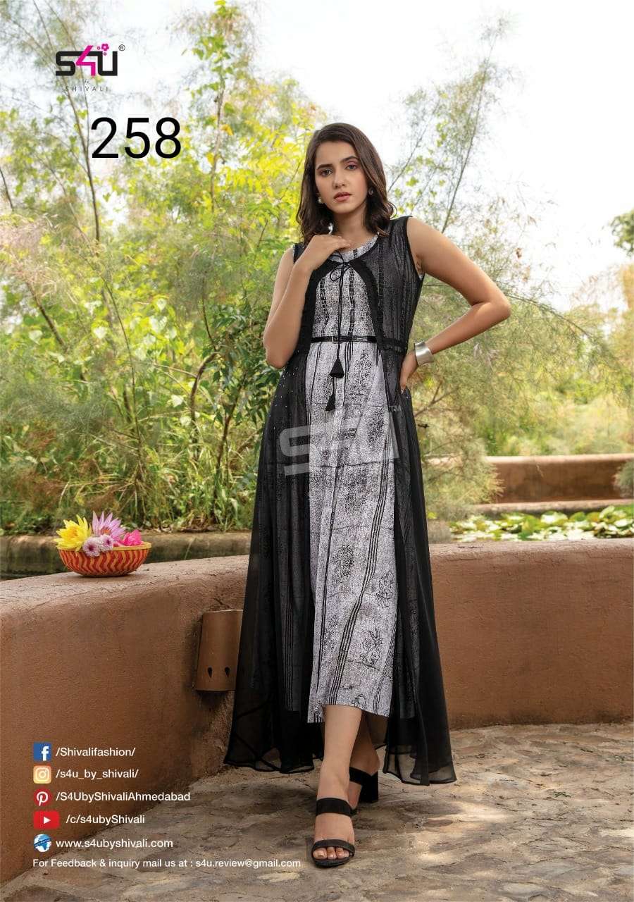 S4U  258 Designer Party wear Readymade Jacket style Kurti  in wholesale Rate 