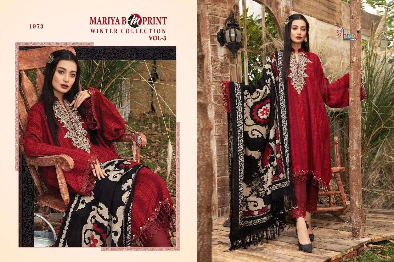 Shree Fab  Mariya B M Print  Winter Collection vol 3 Nx Designer Pashmina Print with Heavy embroidery suits In Wholesale rate