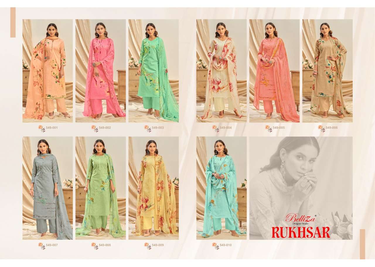 BELLIZA RUKHSAR DESIGNER DIGITAL PRINTED COTTON LINEN DAILY WEAR SUITS IN WHOLESALE RATE