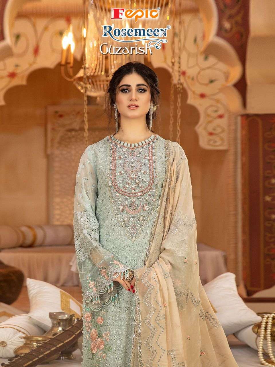 FEPIC ROSEMEEN GUZARISH VOL 2 DESIGNER EMBROIDERY FAUX GEORGETTE PARTY WEAR SUITS IN WHOLESALE RATE