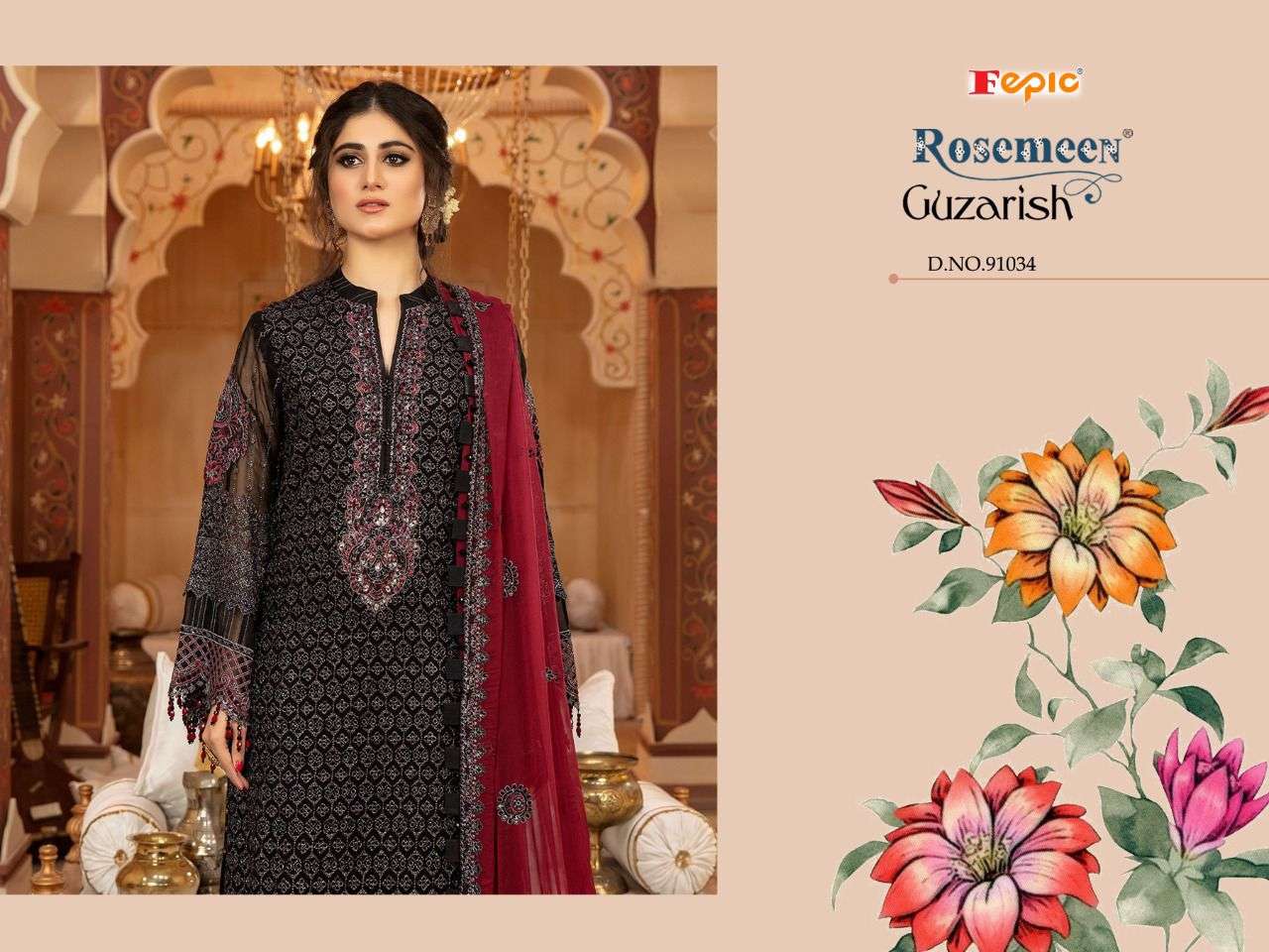 FEPIC ROSEMEEN GUZARISH VOL 2 DESIGNER EMBROIDERY FAUX GEORGETTE PARTY WEAR SUITS IN WHOLESALE RATE
